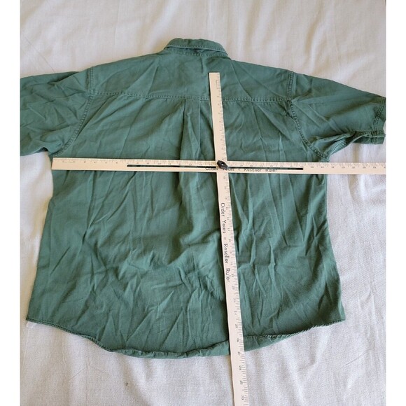 Lands End Mens XL 17 Shirt Button Up Green Logo Short Sleeve Canvas Duck Vtg 90s - Picture 9 of 12